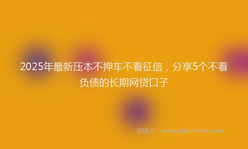 2025年最新压本不押车不看征信，分享5个不看负债的长期网贷口子