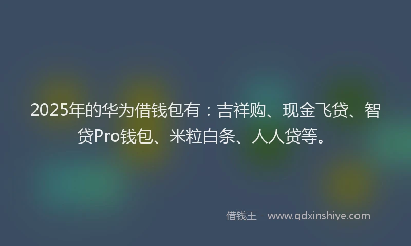 2025年的华为借钱包有：吉祥购、现金飞贷、智贷Pro钱包、米粒白条、人人贷等。