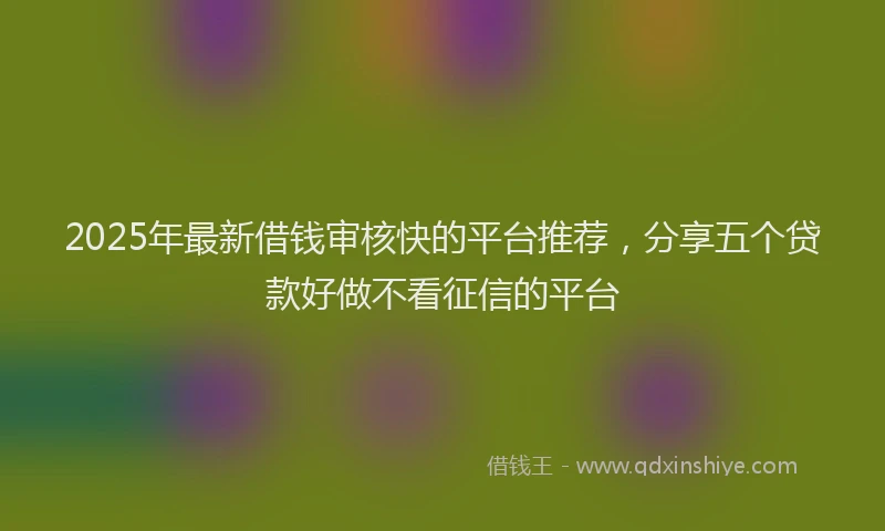 2025年最新借钱审核快的平台推荐，分享五个贷款好做不看征信的平台