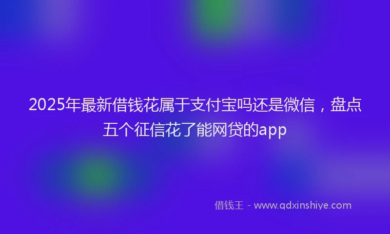 2025年最新借钱花属于支付宝吗还是微信，盘点五个征信花了能网贷的app