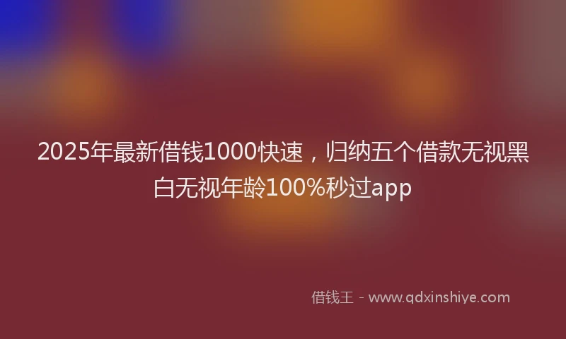 2025年最新借钱1000快速，归纳五个借款无视黑白无视年龄100%秒过app