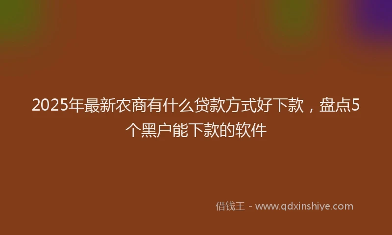 2025年最新农商有什么贷款方式好下款，盘点5个黑户能下款的软件