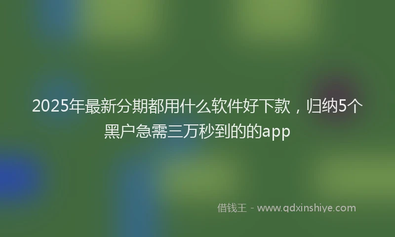 2025年最新分期都用什么软件好下款，归纳5个黑户急需三万秒到的的app