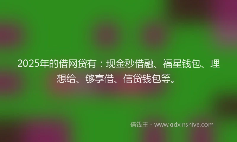 2025年的借网贷有：现金秒借融、福星钱包、理想给、够享借、信贷钱包等。