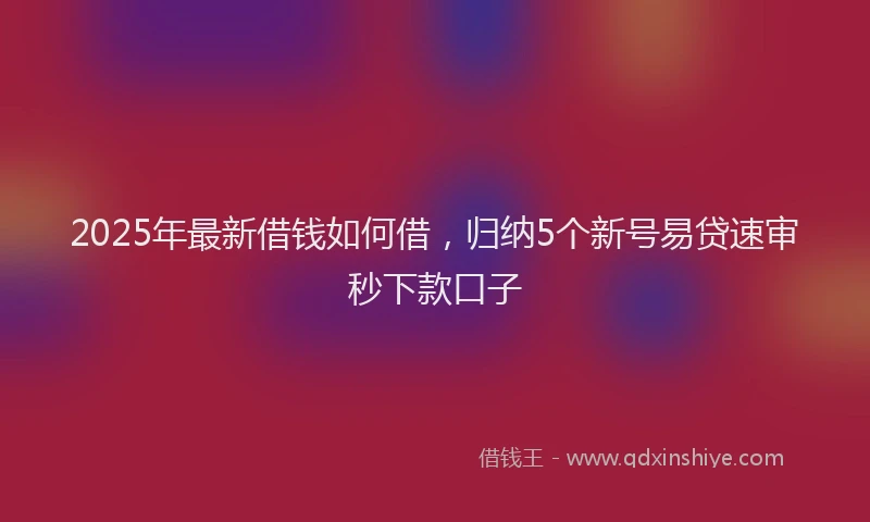2025年最新借钱如何借，归纳5个新号易贷速审秒下款口子