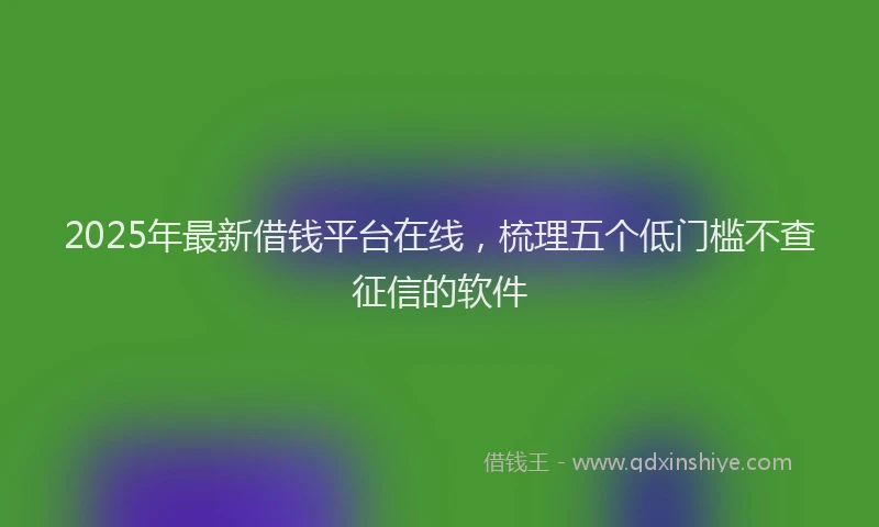 2025年最新借钱平台在线，梳理五个低门槛不查征信的软件