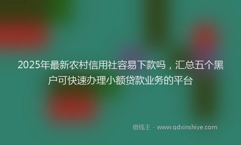 2025年最新农村信用社容易下款吗，汇总五个黑户可快速办理小额贷款业务的平台