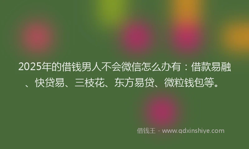 2025年的借钱男人不会微信怎么办有：借款易融、快贷易、三枝花、东方易贷、微粒钱包等。