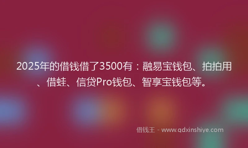 2025年的借钱借了3500有：融易宝钱包、拍拍用、借蛙、信贷Pro钱包、智享宝钱包等。