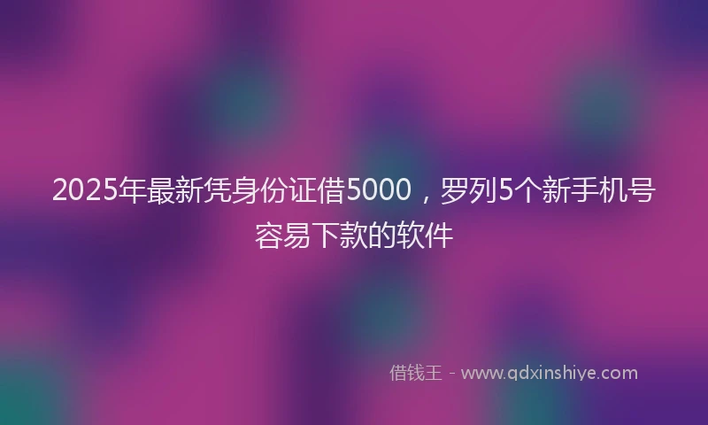 2025年最新凭身份证借5000，罗列5个新手机号容易下款的软件