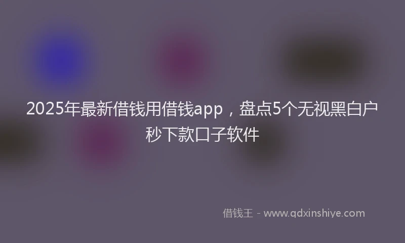 2025年最新借钱用借钱app，盘点5个无视黑白户秒下款口子软件