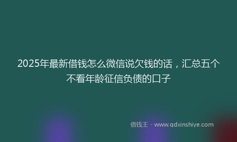 2025年最新借钱怎么微信说欠钱的话，汇总五个不看年龄征信负债的口子