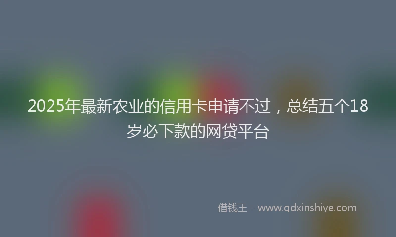 2025年最新农业的信用卡申请不过，总结五个18岁必下款的网贷平台