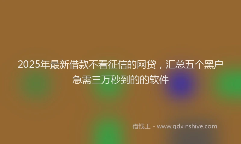 2025年最新借款不看征信的网贷，汇总五个黑户急需三万秒到的的软件