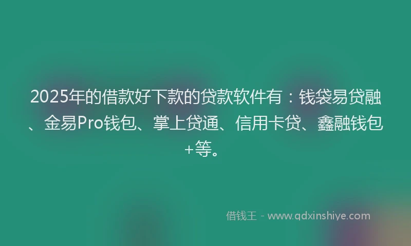 2025年的借款好下款的贷款软件有：钱袋易贷融、金易Pro钱包、掌上贷通、信用卡贷、鑫融钱包+等。