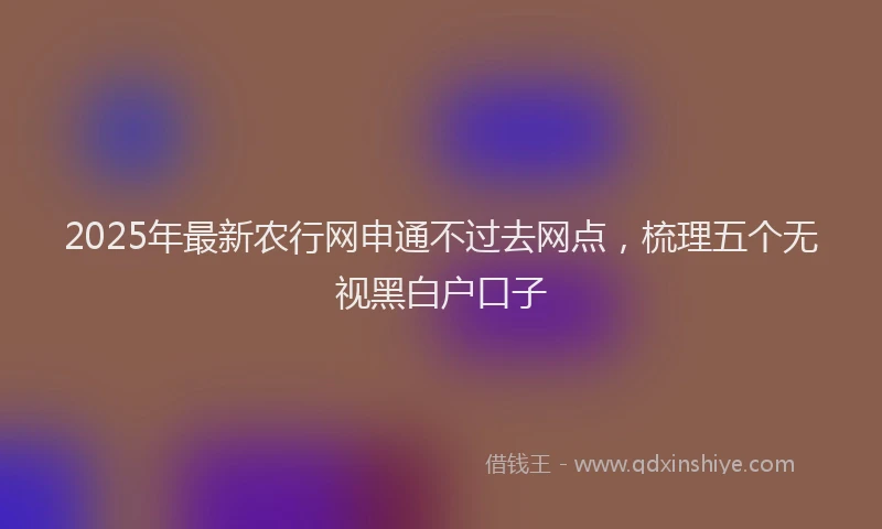 2025年最新农行网申通不过去网点，梳理五个无视黑白户口子