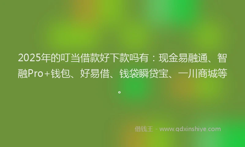 2025年的叮当借款好下款吗有：现金易融通、智融Pro+钱包、好易借、钱袋瞬贷宝、一川商城等。