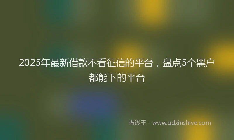 2025年最新借款不看征信的平台，盘点5个黑户都能下的平台