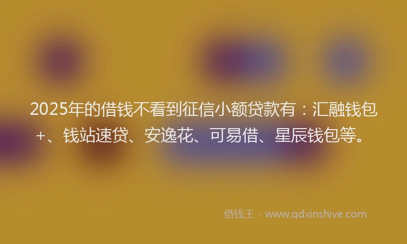 2025年的借钱不看到征信小额贷款有：汇融钱包+、钱站速贷、安逸花、可易借、星辰钱包等。