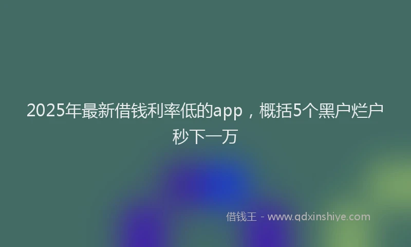2025年最新借钱利率低的app，概括5个黑户烂户秒下一万