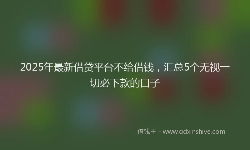 2025年最新借贷平台不给借钱，汇总5个无视一切必下款的口子