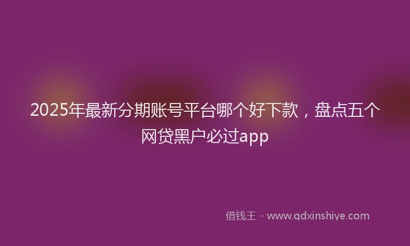 2025年最新分期账号平台哪个好下款，盘点五个网贷黑户必过app