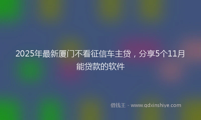 2025年最新厦门不看征信车主贷，分享5个11月能贷款的软件
