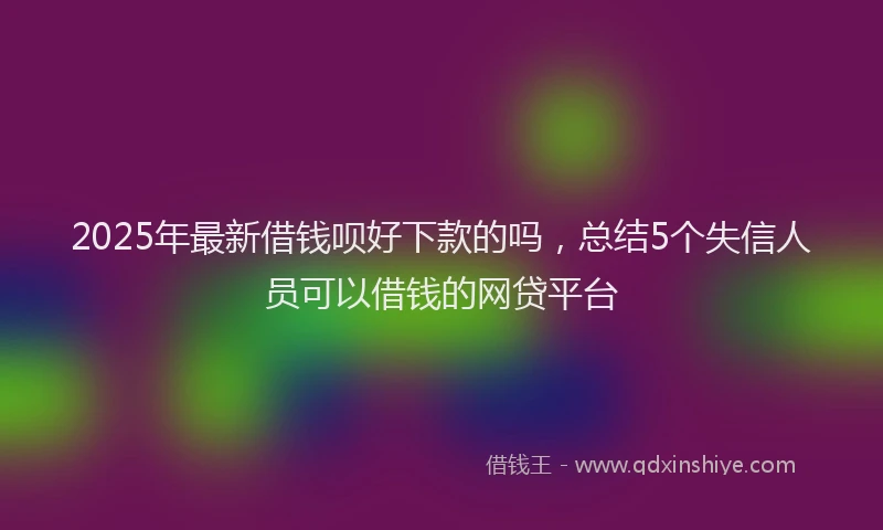 2025年最新借钱呗好下款的吗，总结5个失信人员可以借钱的网贷平台