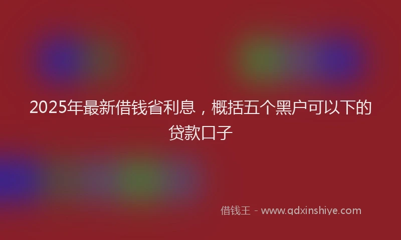 2025年最新借钱省利息，概括五个黑户可以下的贷款口子