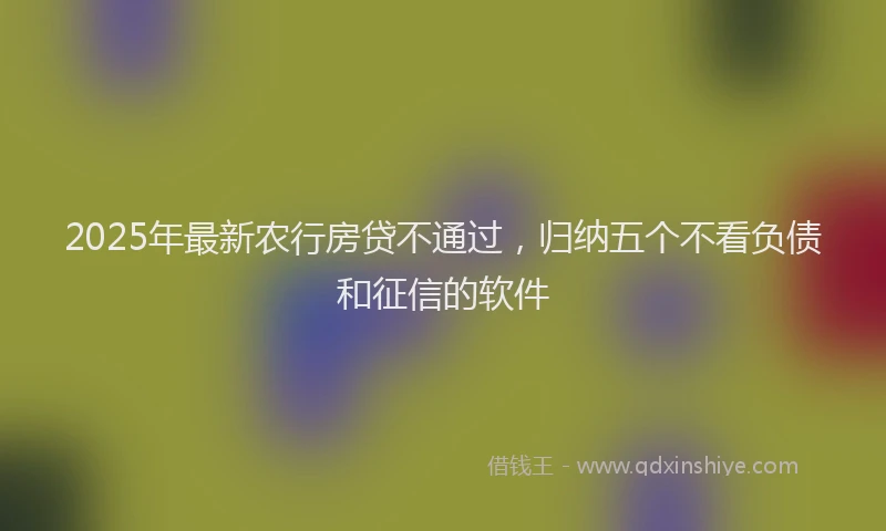 2025年最新农行房贷不通过，归纳五个不看负债和征信的软件
