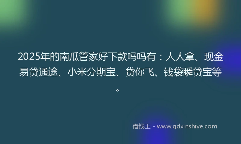 2025年的南瓜管家好下款吗吗有:人人拿、现金易贷通途、小米分期宝、贷你飞、钱袋瞬贷宝等。