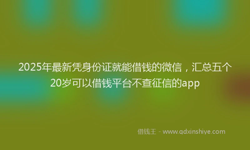 2025年最新凭身份证就能借钱的微信，汇总五个20岁可以借钱平台不查征信的app