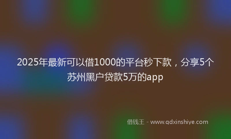 2025年最新可以借1000的平台秒下款，分享5个苏州黑户贷款5万的app