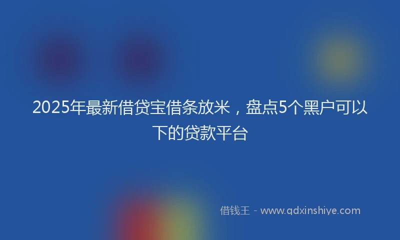 2025年最新借贷宝借条放米，盘点5个黑户可以下的贷款平台