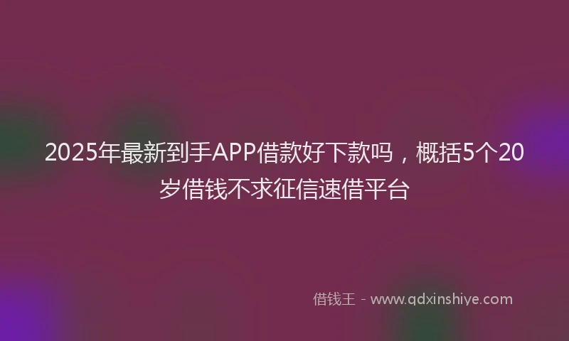 2025年最新到手APP借款好下款吗，概括5个20岁借钱不求征信速借平台