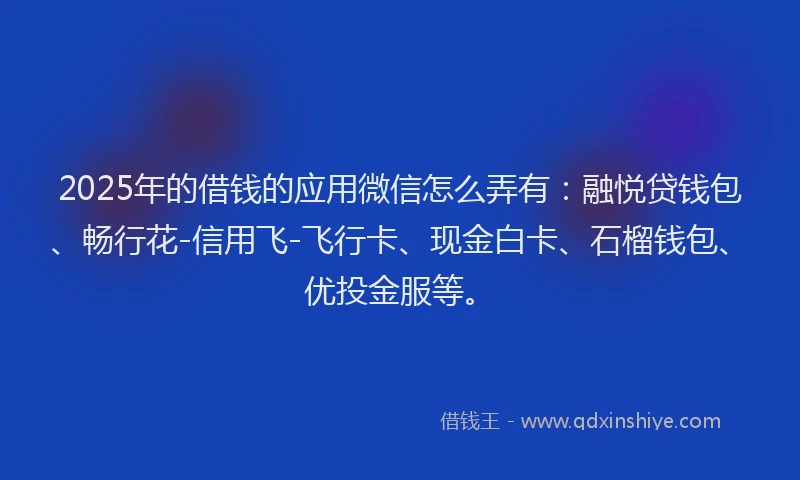 2025年的借钱的应用微信怎么弄有：融悦贷钱包、畅行花-信用飞-飞行卡、现金白卡、石榴钱包、优投金服等。