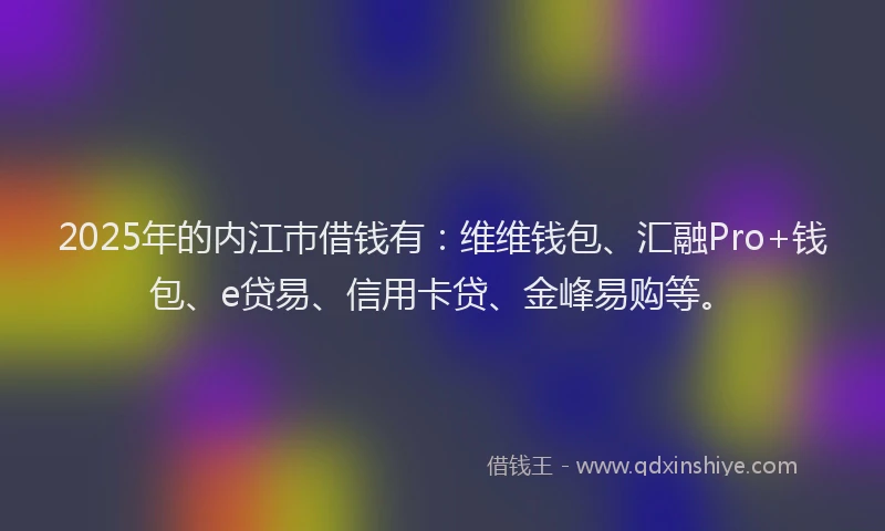 2025年的内江巿借钱有：维维钱包、汇融Pro+钱包、e贷易、信用卡贷、金峰易购等。