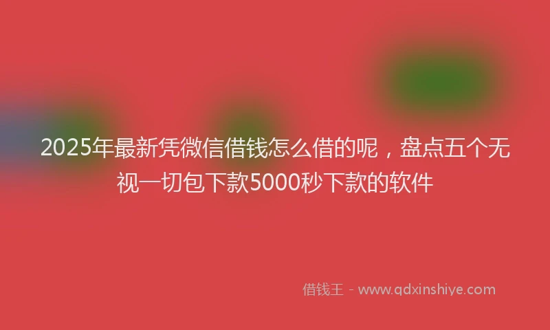 2025年最新凭微信借钱怎么借的呢，盘点五个无视一切包下款5000秒下款的软件