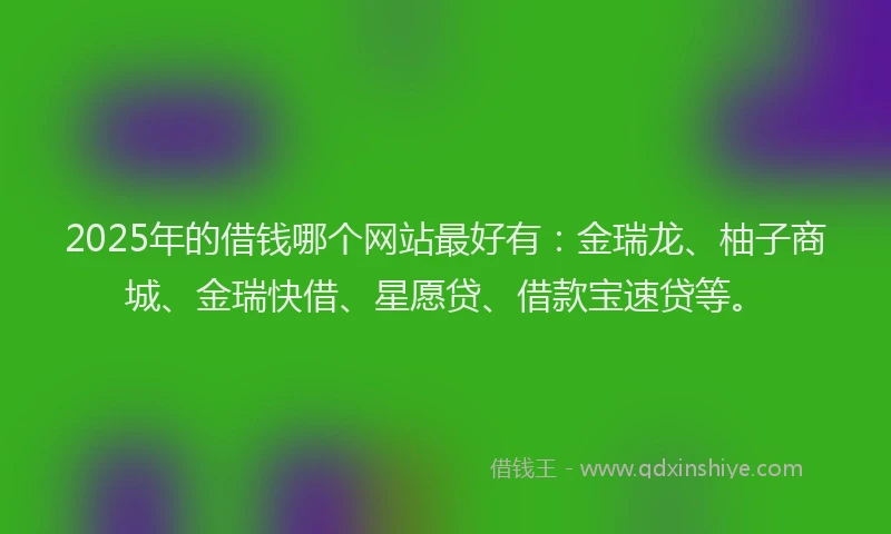 2025年的借钱哪个网站最好有：金瑞龙、柚子商城、金瑞快借、星愿贷、借款宝速贷等。
