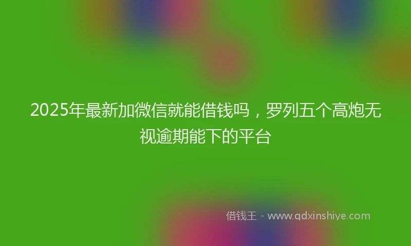 2025年最新加微信就能借钱吗，罗列五个高炮无视逾期能下的平台