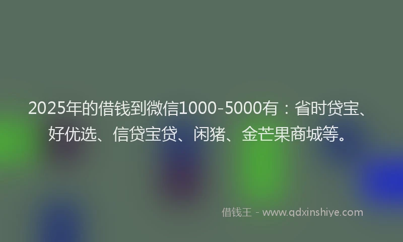 2025年的借钱到微信1000-5000有：省时贷宝、好优选、信贷宝贷、闲猪、金芒果商城等。