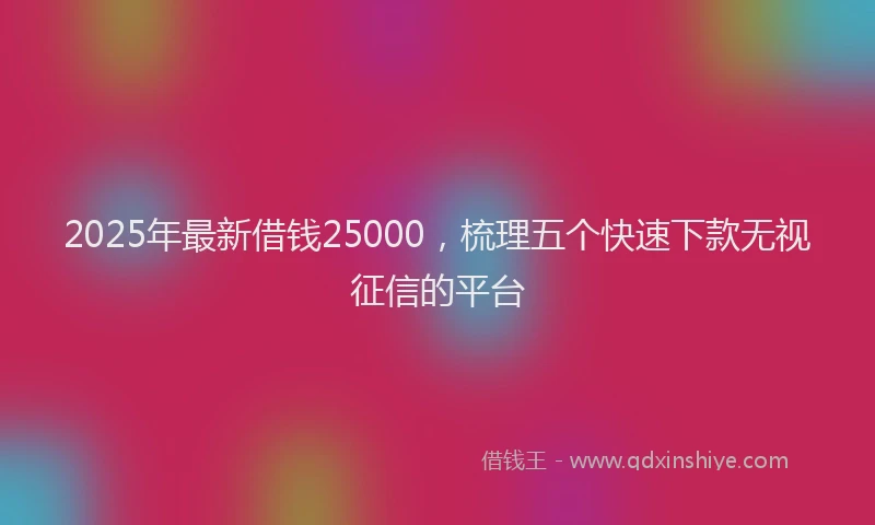 2025年最新借钱25000，梳理五个快速下款无视征信的平台