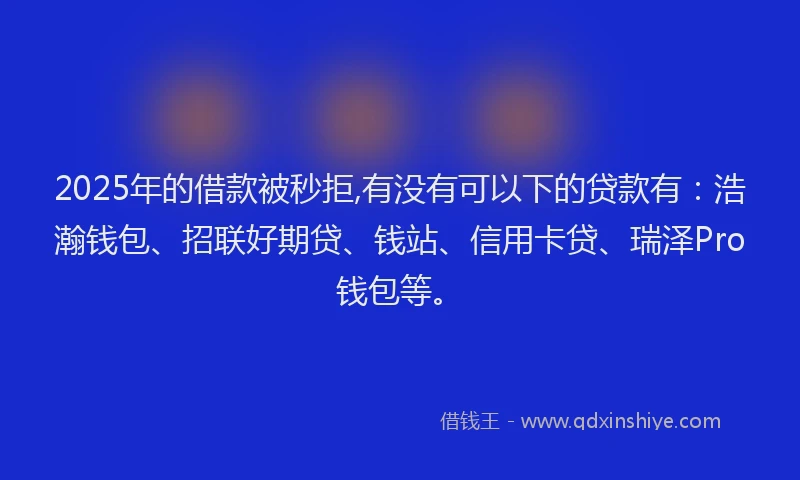 2025年的借款被秒拒,有没有可以下的贷款有：浩瀚钱包、招联好期贷、钱站、信用卡贷、瑞泽Pro钱包等。