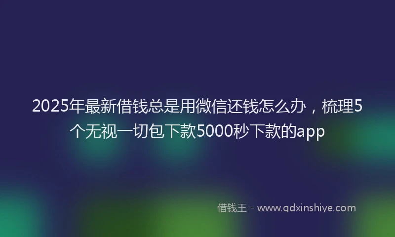 2025年最新借钱总是用微信还钱怎么办，梳理5个无视一切包下款5000秒下款的app
