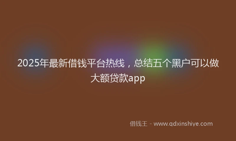 2025年最新借钱平台热线，总结五个黑户可以做大额贷款app