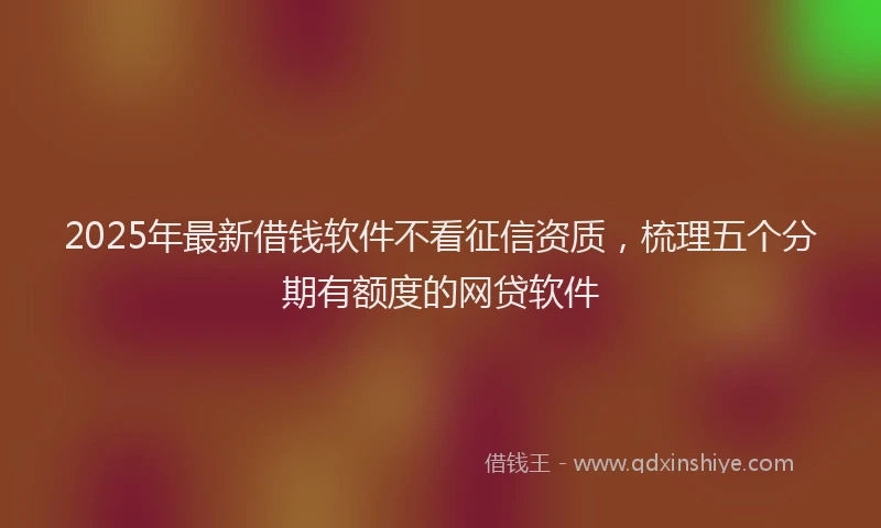 2025年最新借钱软件不看征信资质，梳理五个分期有额度的网贷软件