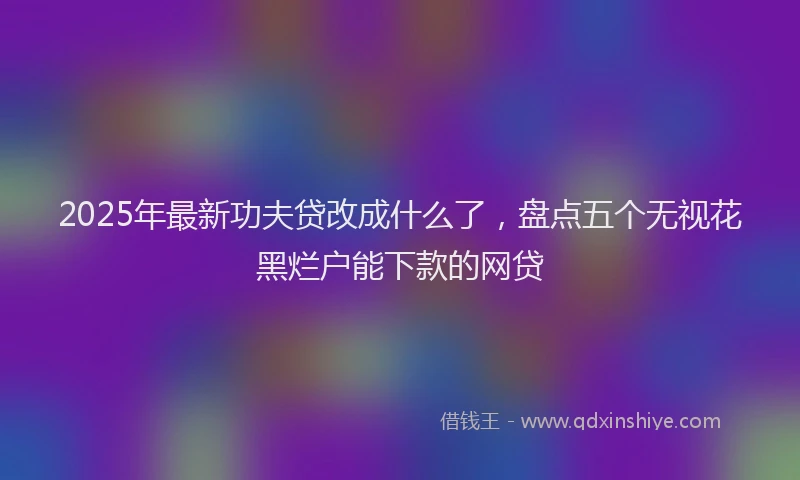 2025年最新功夫贷改成什么了，盘点五个无视花黑烂户能下款的网贷