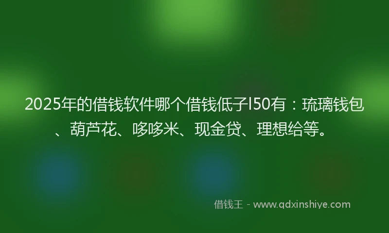 2025年的借钱软件哪个借钱低子l50有：琉璃钱包、葫芦花、哆哆米、现金贷、理想给等。