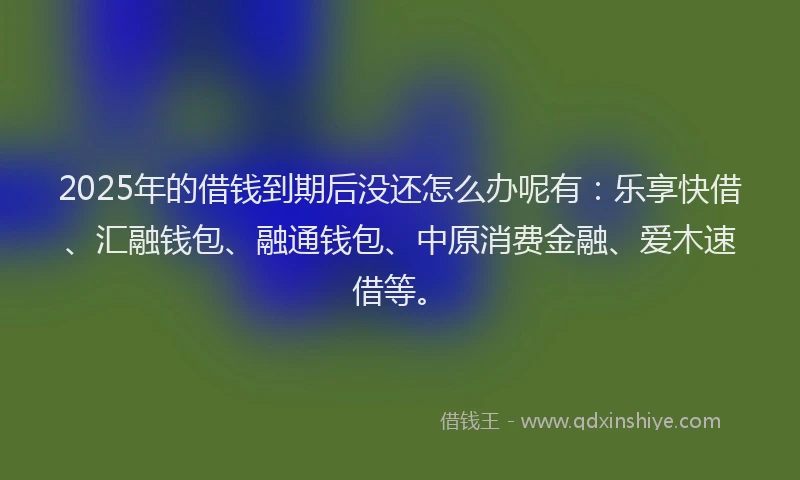 2025年的借钱到期后没还怎么办呢有：乐享快借、汇融钱包、融通钱包、中原消费金融、爱木速借等。
