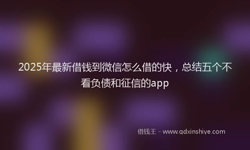 2025年最新借钱到微信怎么借的快，总结五个不看负债和征信的app
